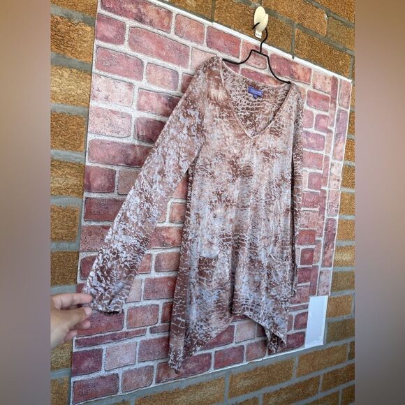 Vivienne Tam brown Burnout Asymmetric Hem tunic medium - Picture 6 of 8